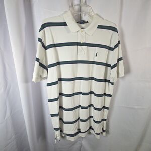 Polo Ralph Lauren White Striped Polo Shirt Mens XL‎